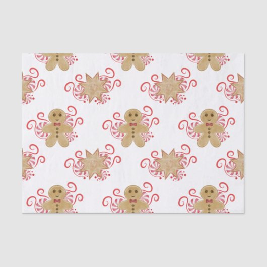 Leuke peperkoek Man & pepermunt Snoep Kerst Tissuepapier (Voorkant)
