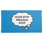 Leuke Persoonlijke NOOIT STOPPEN MET DROMEN Roze B Kussensloop (Voorkant-Rechts)