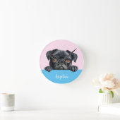 Leuke Persoonlijke Puggafbeelding Kinderkamer Deco Ronde Klok (Huis)
