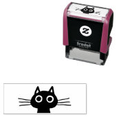 Leuke Pet Kitty Kat met Lange Whiskers Whimsical Zelfinktende Stempel (In situ)
