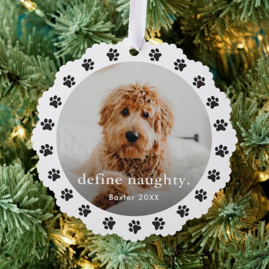 Leuke Pet Paw Print Ondeugende foto Kerstvakantie Ornament Kaart (Insitu (Drie))