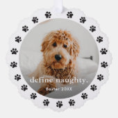 Leuke Pet Paw Print Ondeugende foto Kerstvakantie Ornament Kaart (Voorkant)