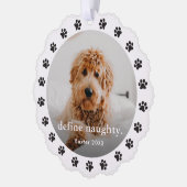 Leuke Pet Paw Print Ondeugende foto Kerstvakantie Ornament Kaart (Links)