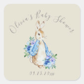 Leuke Peter Konijn Baby shower Vierkante Sticker (Voorkant)
