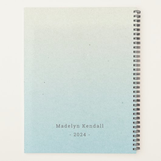 Leuke Pewter Grey Script Typografie Gepersonalisee Planner (Achterkant)