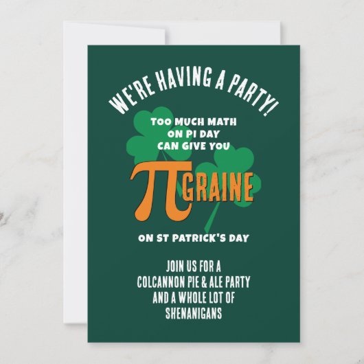 Leuke Pi-dag St. Patrick-dag QR-code-feestje Kaart (Voorkant)