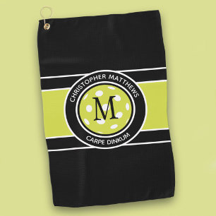 Leuke Pickleball Grappige Quote Naam Initiaal Zwar Golfhanddoek