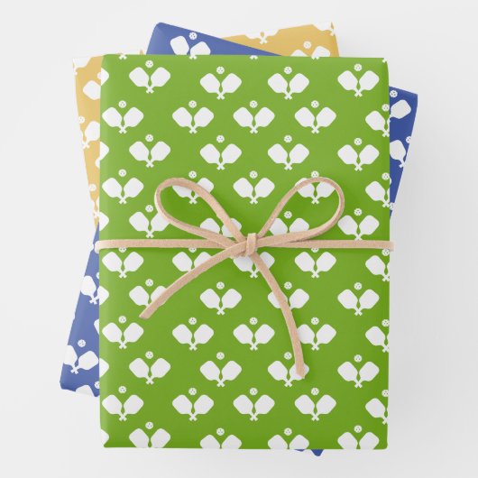 Leuke Pickleball Paddles en Ball Blue Groen Geel Inpakpapier Vel (In situ)