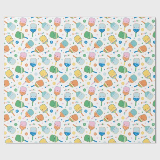 Leuke Pickleball Paddles in zachte kleuren Cadeaupapier (Vlak)