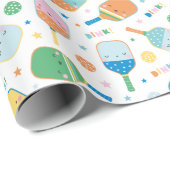Leuke Pickleball Paddles in zachte kleuren Cadeaupapier (Rol Hoek)