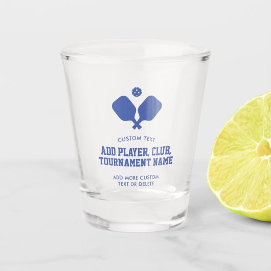 Leuke Pickleball Party Blauwe Paddles Ball Custom Shot Glas (Voorkant)