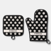 Leuke Pickleball Pattern Player Gift Aangepaste te Ovenwant & Pannenlap Set (Voorkant)