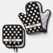 Leuke Pickleball Pattern Player Gift Aangepaste te Ovenwant & Pannenlap Set (Voorkant / Achterkant)