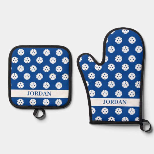 Leuke Pickleball Pattern Player Gift Aangepaste te Ovenwant & Pannenlap Set (Voorkant)