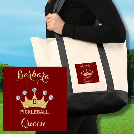 Leuke Pickleball Queen Glam Monogram Naam Goud Tote Bag