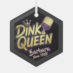Leuke Pickleball Sporten Dink Koningin Citaat Aang Glas Ornament