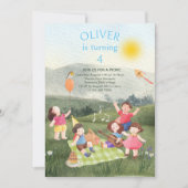 Leuke Picknick Verjaardag Jongen Tuin Feestuitnodi Kaart (Voorkant)