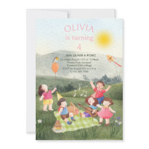 Leuke Picknick Verjaardag Meisje Tuin Feestuitnodi