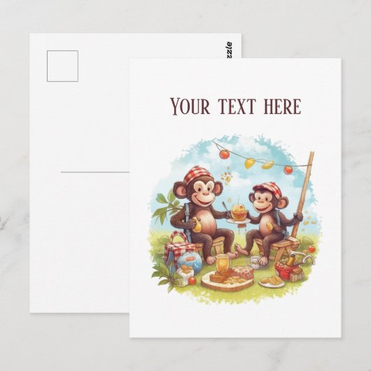 Leuke picknickapen voegen tekst toe briefkaart (Voorkant / Achterkant)