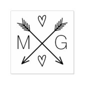 Leuke pijlen harten dubbele monogram bruiloft Logo Zelfinktende Stempel (Design)