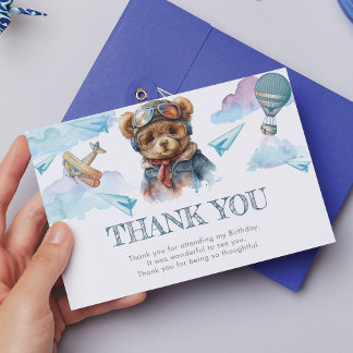 Leuke Pilot Teddy Bear Verjaardag Dank je Kaart