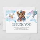 Leuke Pilot Teddy Bear Verjaardag Dank je Kaart (Voorkant)