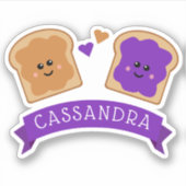 Leuke pindakaas en gelei naam sticker (Voorkant)