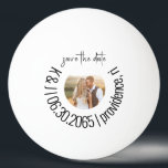 Leuke Ping Pong Photo Wedding Sla de datum op Pingpongbal<br><div class="desc">Ping Pong Ball Bewaar de datum. Foto. Leuk. Ongebruikelijk.</div>