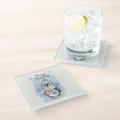 Leuke Pinguïn 2 Glazen Onderzetter (Schuin)