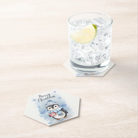 Leuke Pinguïn 2 Kartonnen Onderzetters (Insitu)