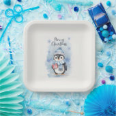 Leuke Pinguïn 2 Papieren Bordje (Feest)