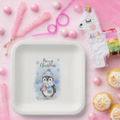 Leuke Pinguïn 2 Papieren Bordje (Feest)