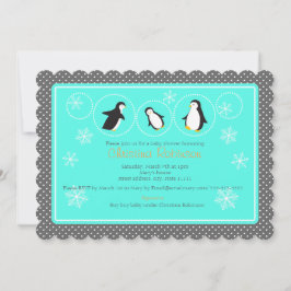 Leuke pinguïn baby shower uitnodiging