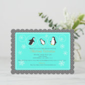 Leuke pinguïn baby shower uitnodiging (Staand voorkant)