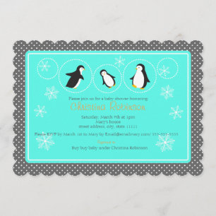 Leuke pinguïn baby shower uitnodiging