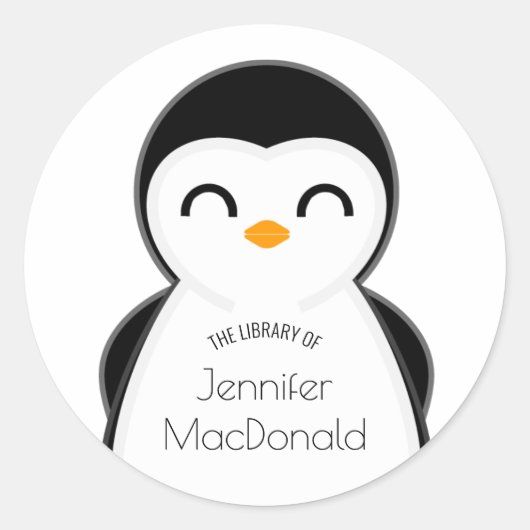 Leuke pinguïn BOOKPLATE boeken voor baby Ronde Sticker (Voorkant)