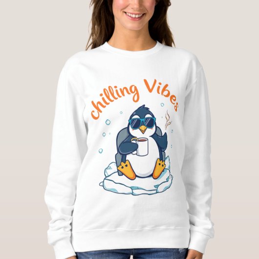 Leuke pinguïn chilling vibes zweet shirt (Voorkant)
