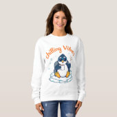 Leuke pinguïn chilling vibes zweet shirt (Voorkant volledig)