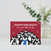 Leuke Pinguïn Familie Kerst Rood Briefkaart (Staand voorkant)