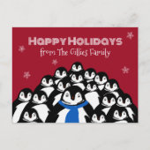 Leuke Pinguïn Familie Kerst Rood Briefkaart (Voorkant)