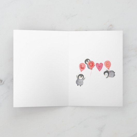 Leuke Pinguïn Gelukkige Valentijnsdag Feestdagen Kaart (Binnen)