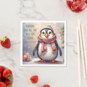 Leuke pinguïn gepersonaliseerde wens servet