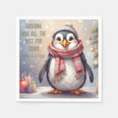 Leuke pinguïn gepersonaliseerde wens servet (Voorkant)
