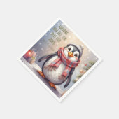 Leuke pinguïn gepersonaliseerde wens servet (Hoek)