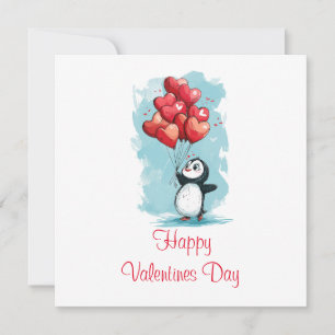 Leuke pinguïn in liefde voor Valentijnsdag met har Bedankkaart