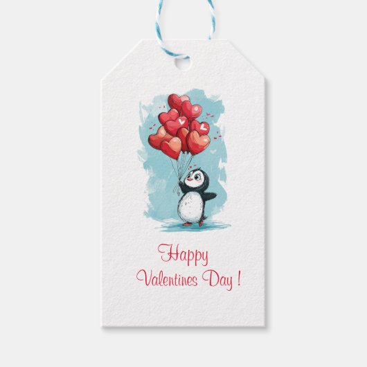 Leuke pinguïn in liefde voor Valentijnsdag met har Cadeaulabel (Voorkant)