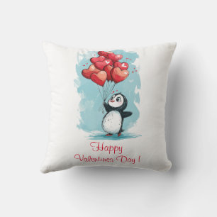 Leuke pinguïn in liefde voor Valentijnsdag met har Kussen
