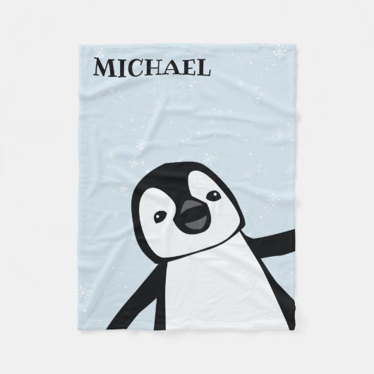 Leuke Pinguïn Kwekerij Zwart-wit Naam Fleece Deken (Voorkant)