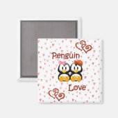 Leuke pinguïn liefde harten magneet 2 (Voorkant / Achterkant)