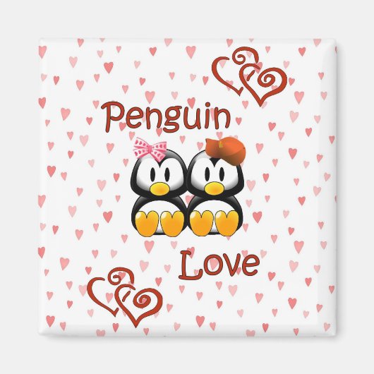 Leuke pinguïn liefde harten magneet 2 (Voorkant)